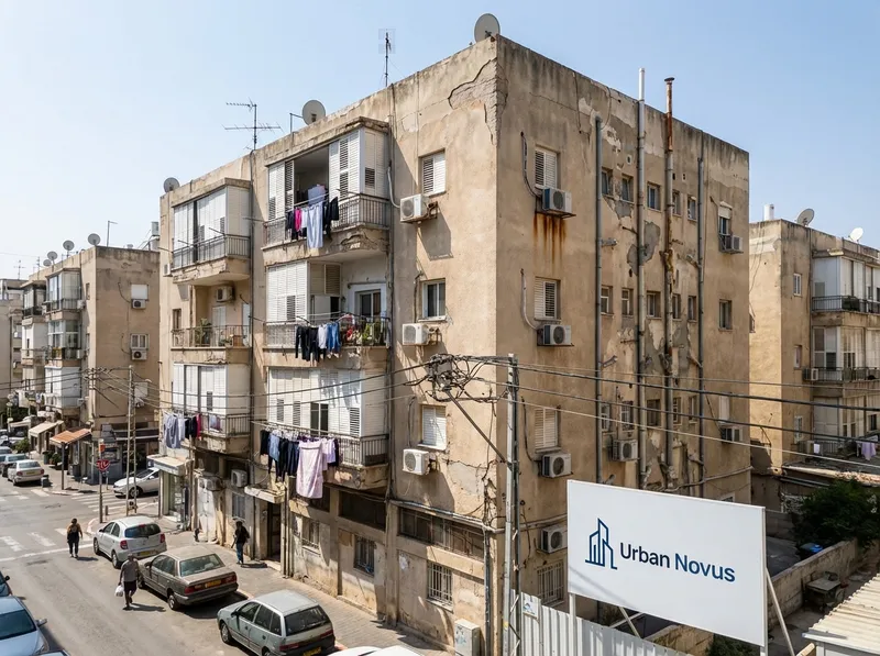 בניין מגורים לפני התחדשות עירונית